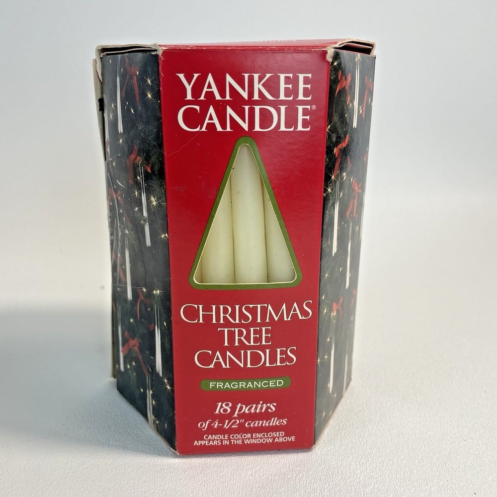 VTG New 90s Yankee Candle Christmas Tree White Candles 18 Pairs Retro Colonial